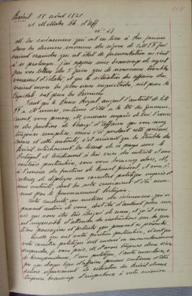 Carta nº 27, de 18 de agosto de 1821, de Étienne Denis Pasquier (1767-1862), Barão Pasquier, mini...
