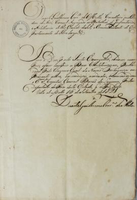 Juramento de Duarte Guilherme Correia de Melo de 16 de setembro de 1821 em que promete cumprir as...