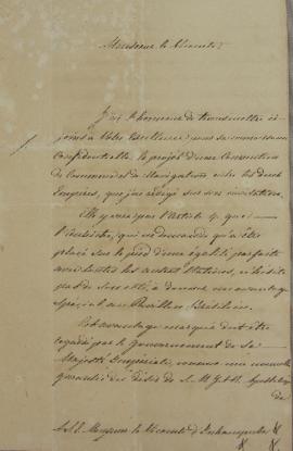 Oficio expedido por Wenzel Philipp Leopold (1784-1851), Barão de Mareschal, a Antônio Luiz Pereir...