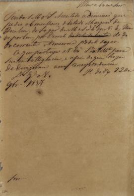 Circular acerca da aceitação de D. Pedro I (1798-1834) sobre o pedido de admissão do conselheiro ...