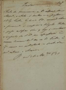 Minuta de despacho de 3 de março de 1830, endereçada a Guilherme Tudor (1779-1830), encarregado d...