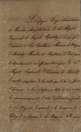 Oficio expedido por Wenzel Philipp Leopold (1784-1851), Barão de Mareschal a João Carlos Augusto ...