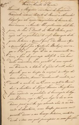 Cópia de despacho expedido por Francisco Carneiro de Campos (1765-1842), para Bernardo Pereira de...