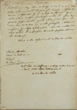 Circular enviada ao corpo diplomático em 1 de setembro de 1830, informando sobre a hora e local d...