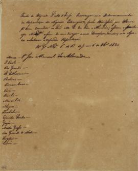 Circular enviada para as Províncias do Império em 6 de outubro de 1830, informando sobre o deslig...