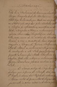 Relatório original com data de 3 de janeiro de 1843, contendo a declaração do comandante do brigue cruzador Partridge sobre o apresamento do brigue Leopoldina.