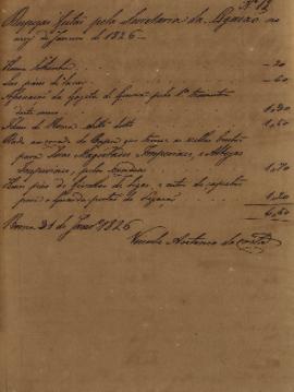 Documento enviado por Vicente Antônio da Costa, em 31  de janeiro de 1826 , de nº 18 com relação ...