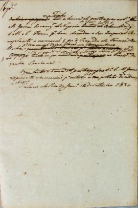 Minuta de 14 de setembro de 1830, dirigida a João Maria Gomes, encarregado dos negócios da Repúbl...