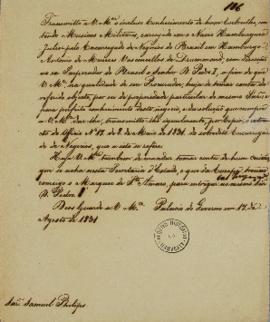 Carta de Samuel Philips encaminhada ao procurador do Imperador D. Pedro I (1798-1834),  constando...