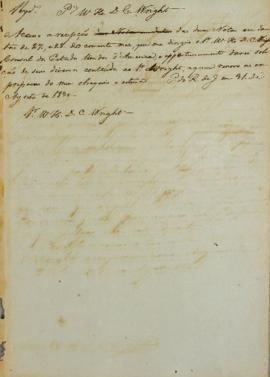 Minuta de 31 de agosto de 1830, endereçada a William Henry DeCourcy Wright, Cônsul dos Estados Un...
