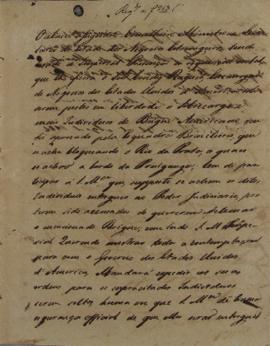 Minuta de despacho de 31 de agosto de 1826, do conselheiro, ministro e secretário de Estado dos n...