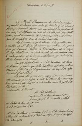 Carta de 24 de novembro de 1823, do ministro Luis José de Carvalho e Melo (1764-1826), ao Viscond...