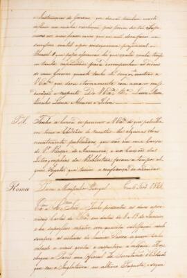 Cópia de ofício enviado por Luiz Moutinho Lima Alvares e Silva (1792-1863), ao Monsenhor Francisc...