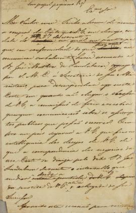 Despacho enviado ao governo português, em 30 de março de 1812, informando que o senhor José Mathi...