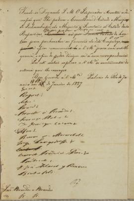 Circular enviada para Brender a Brandes em 17 de janeiro de 1827, nomeando-o para o cargo de Mini...
