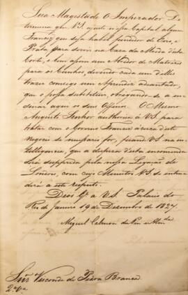 Cópia de ofício enviado por Miguel Calmon Du Pin e Almeida (1796-1865), Marquês de Abrantes, para...