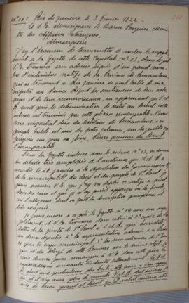 Despacho nº 161, de 3 de fevereiro de 1822, de Jean-Baptiste Maler (s.d.), Cônsul-geral da França...