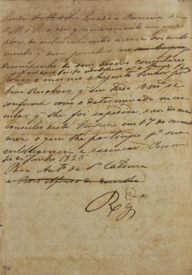 Circular enviada em 20 de junho de 1826, mencionando o requerimento no qual pede esclarecimentos ...