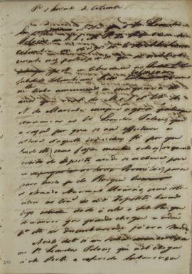 Circular enviada em 19 de abril de 1827, informando sobre o desembarque do Padre Leandro Palácios...