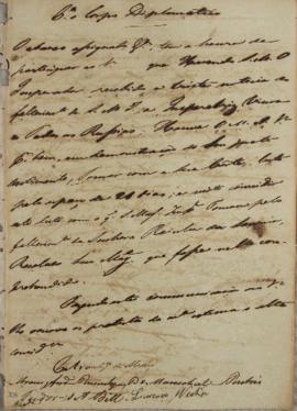 Circular enviada em 17 de março de 1829 para o corpo diplomático, comunicando sobre o recebimento...