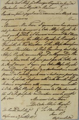 Nota diplomática de 2 de julho de 1818, de D. João VI (1767-1826), destinada ao Príncipe Regente ...