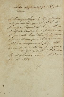 Circular enviada para Inglaterra, em de dezembro de 1815. O documento diz que o Príncipe Regente ...