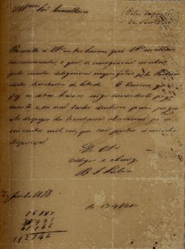 Despacho de Bento da Silva Lisboa (1793-1864), informando que o ourives responsável pela confecçã...