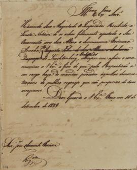 Circular enviada por José Clemente Pereira (1787-1854) em 11 de setembro de 1829, comunicando que...