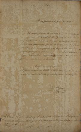 Despacho enviado por Tomás Guido (1788 – 1866) a Miguel Calmon du Pin (1794-1865), em 06 de julho...