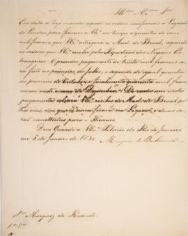 Despacho original enviado por Felisberto Caldeira Brant (1772-1842), Marquês de Barbacena, para A...