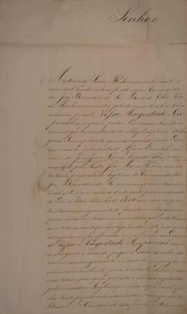 Requerimento original datado de 2 de outubro de 1859 enviado por Antônio de Souza Ribeiro (s.d.) para D. Pedro II (1825-1891) narrando as circunstâncias nas quais o brigue brasileiro “Triunfante” havia sido apreendido por um navio de guerra britânico no ano de 1846. Remete documentos comprobatórios da ilegalidade da captura e julgamento do mesmo, no intuito de servirem de embasamento ao processo de reclamação de indenização pelos prejuízos causados pela perda do navio e seu carregamento. Contém anexos.