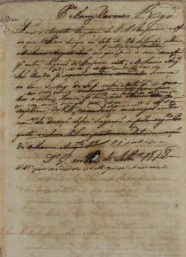 Despacho enviado para Despacho enviado para Francisco Moniz Tavares (1793-1876) em 22 de setembro...