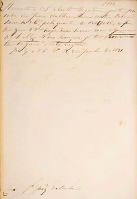 Minuta de despacho enviado para José Joaquim da Rocha (1777-1848), com data de 03 de junho de 183...