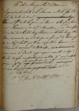 Minuta para Antônio de Menezes Vasconcellos de Drummond (1794-1865) sobre o decreto de 02 de sete...
