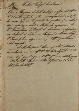 Despacho enviado ao Monsenhor Francisco Corrêa Vidigal (s.d-1838) em 20 de setembro de 1827 que s...