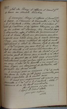 Cópia da nota de 8 de maio de 1822, de Jean-Baptiste Maler (s.d.), Cônsul-geral da França no Bras...