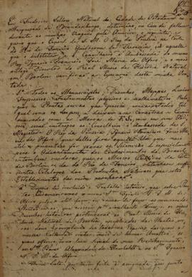 Testamento de 29 de março de 1831, de Frederico Sellow, naturalista da Prússia, endereçado a Guil...