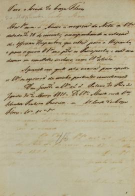 Minuta de Silvestre Pinheiro Ferreira (1769-1846), ao Conde da Casa Flores (1759-1833), de 30 de ...