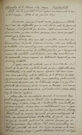 Carta confidencial de 20 de janeiro de 1823, de Clermont Tonnerre, ministro da Marinha e das Colô...