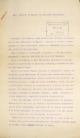 Relatório original enviado por Álvaro de Carvalho, oficial brasileiro à disposição da Embaixada e...