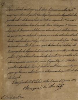 Cópia de despacho n.1 enviado por João Carlos Augusto de Oyenhausen-Gravenburg (1776-1838), Marqu...