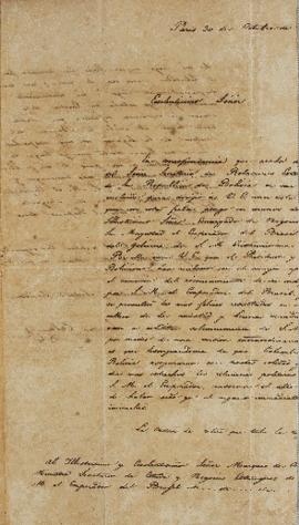 Despacho de Leandro Palácios (1782-1836) ao Marquês de Aracaty (s.d.-1838), em 30 de outubro de [...