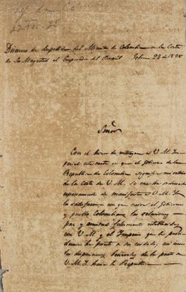 Discurso de despedida do ministro da Colômbia, Leandro Palácios (1782-1836), na corte do Rio de J...