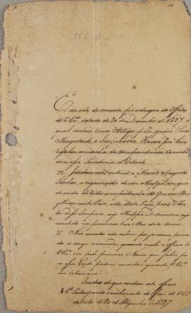Ofício enviado pelo cônsul do Brasil em Moçambique, João Luiz Airoza (s.d.-1838), ao Marques de A...