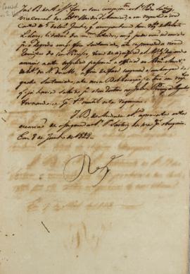 Despacho de 8 de junho de 1822, de José Bonifácio de Andrada e Silva (1763-1838), conselheiro de ...
