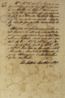 Cópia de Ofício enviado por Antônio José Falcão da Frota (1780-1848) para Luis José de Carvalho e...