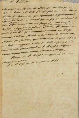 Minuta de 20 de abril de 1828, endereçada a William Henry DeCourcy Wright, cônsul dos Estados Uni...