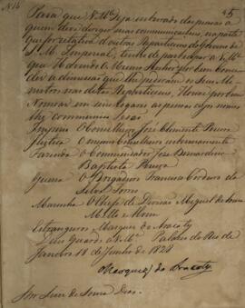 Cópia de despacho n.14 enviado por João Carlos Augusto de Oyenhausen-Gravenburg (1776-1838), Marq...