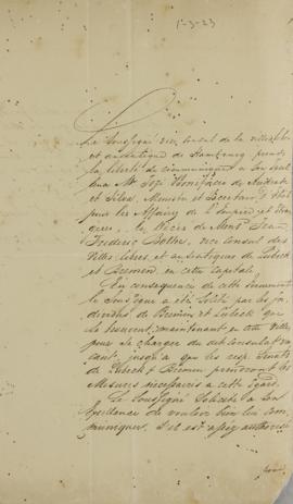 Nota a de Jean Herman Chretin Tenbrink a José Bonifácio de Andrada e Silva (1763-1838), solicitan...