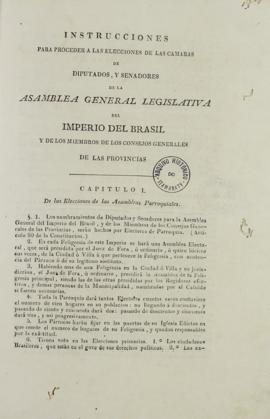 Ofício de 26 de março de 1824 com as instruções para proceder as eleições das câmaras de deputado...